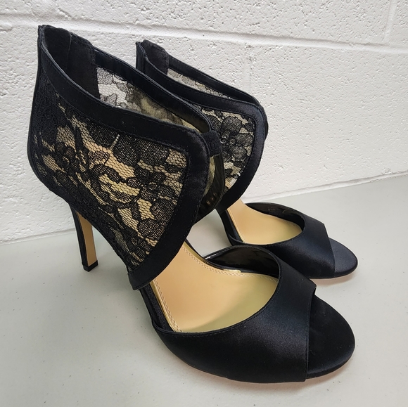 Jessica Simpson Black Lace Stiletto Heels Women's Size 8.5 Holiday Heels - Picture 3 of 9
